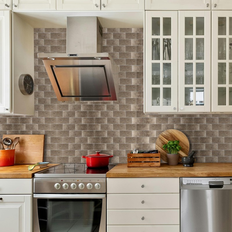 Peel and Stick Backsplash Subway Tile, 3"x6" Antique Brass Self-Adhesive