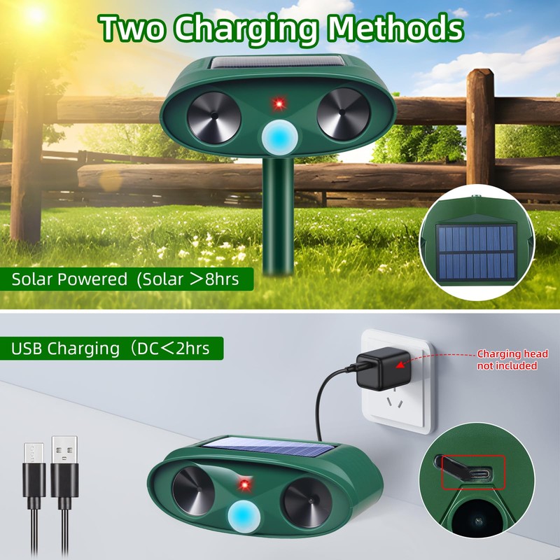 4 Pack 2025 Solar Ultrasonic Animal Repellent Squirrel Fortress Pro
