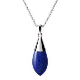 Franki Baker Natural Lapis Lazuli Gemstone Pendant Necklace on 925 Sterling Silver. Pendant length: 3cm. Chain length: 50cm. Gem Grade A+