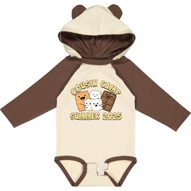 inktastic Cousin Camp Summer 2025 Long Sleeve Creeper 6 Months Natural & Brown W Ears 454f9