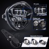 MOVOTOR Motorcycle Headlight 7inch with Bracket Clamp Red Background White