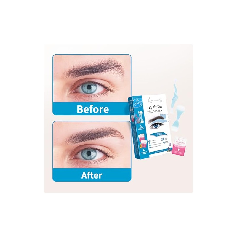 Beauty7 Men‘s Eyebrow Waxing Strips for Sensitive Skin, 24 Strips