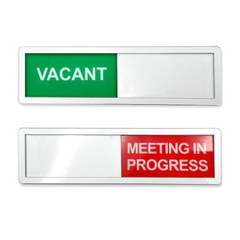 LICQIC Privacy Sign, VACANT/MEETING IN PROGRESS - Sliding Door Sign for Home Office Restroom Conference, Silver
