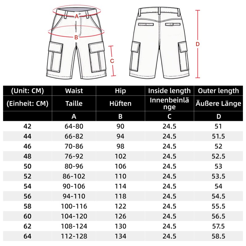 WORK IDEA Men's Stretch Work Shorts with Numerous Pockets and