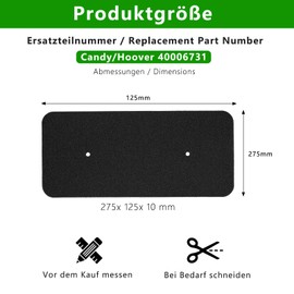 Pack of 4 Dryer Filter Replacement for Hoover Candy 40006731, Heat Pump Dryer Sponge Filter Mat, Dryer Sponge Filter Mat 275 x 125 x 10 mm for Tumble Dryer Heat Pump Dryer