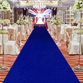 FUHSY Royal Blue Velvet Aisle Runner - 4x15FT Luxury Wedding Carpet for Indoor/Outdoor Ceremony & Party