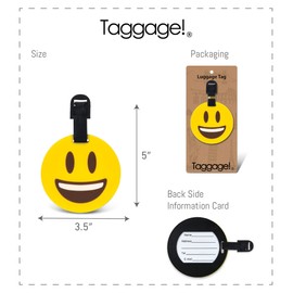 Puzzled Smiling Emotion Luggage Tag - Unique Fun Smile Happy Face Novelty Travel Tags for Luggage, Cute Travel ID Identification Label for Suitcase, Backpack & Sports Bag - Tags for Men & Women