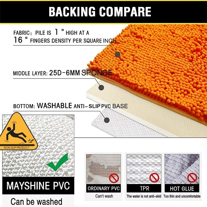 BOANKODU Bathroom Rugs 47x17, Extra Soft Absorbent Chenille Bath Rugs,