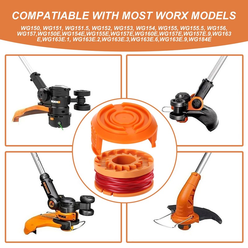 4 Pcs Strimmer Spool for Worx, Trimmer Spool Replacement Trimmer
