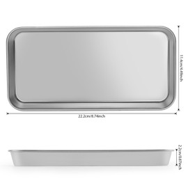 JMU 4 Pack 304 Stainless Steel Surgical Tray, 8.7"x4.5"x0.9" Thickening Dental Tray, Professional Medical Procedure Tray