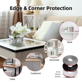 Orgthin Banda de borde en forma de U, borde autoadhesivo TPE de 1,5 x 6 m para bordes de chapa autoadhesivos, protector de borde flexible, tira para gabinetes de encimera, estantes de restauración de