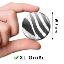Fridge Magnets Zebra Stripes Set of 4 Animal Fur Look Magnets for Magnetic Board Strong Large Diameter 50 mm