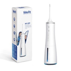 Wellt Water Dental flosser for Teeth,Cordless Water Teeth Cleaner Picks, IPX7 Waterproof Water Flosser,4 Modes 4 Jet Tips,USB Rechargeable Water Dental Picks for Cleaning (White)