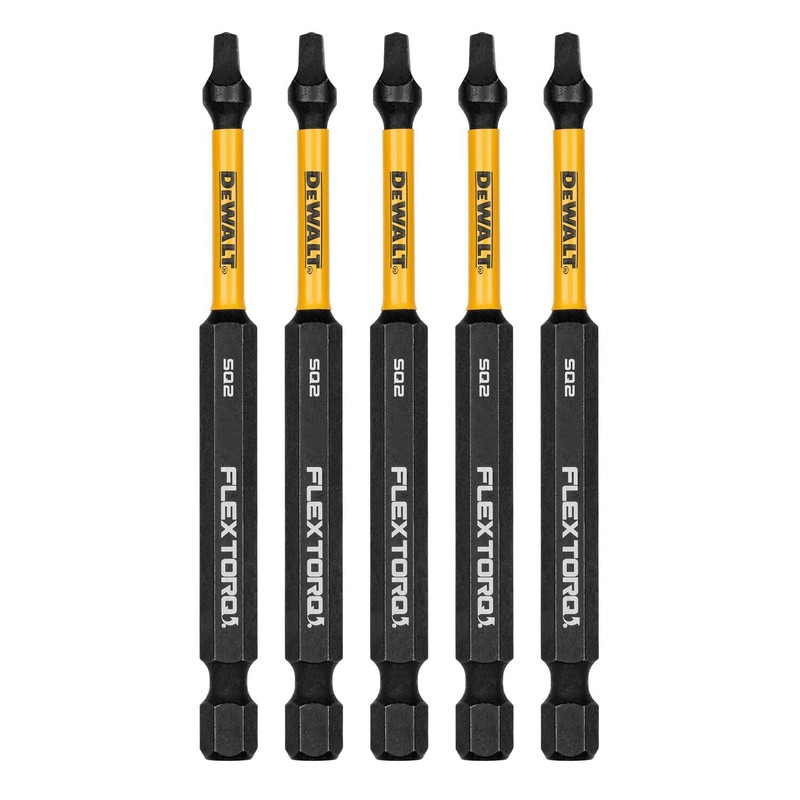 DEWALT FLEXTORQ Square #2 Bits 5Pk, Robertson 1/4 x 3-1/2in