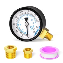 MEANLIN Measuring Pressure Gauge, 0-160 PSI, 2" Dial Face, 1/8" NPT with Adapter, 3-2-3% Accuracy, Lower Mount
