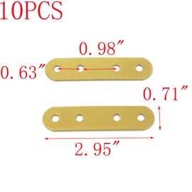 10-Pack Gold Straight Braces 2.95" x 0.71" Flat Straight Brace Brackets Iron Mending Plate Connector Joining Bracket with Screws