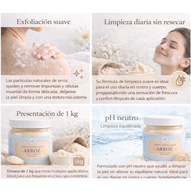 Jabon De Arroz Exfoliante Y Aclarante - 1 Kg