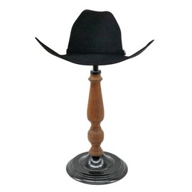 Owlgift Vintage Style Metal & Rustic Brown Wood Stem Freestanding Black Metal Hat Rack/Wig Holder Storage Display Stand (Black)