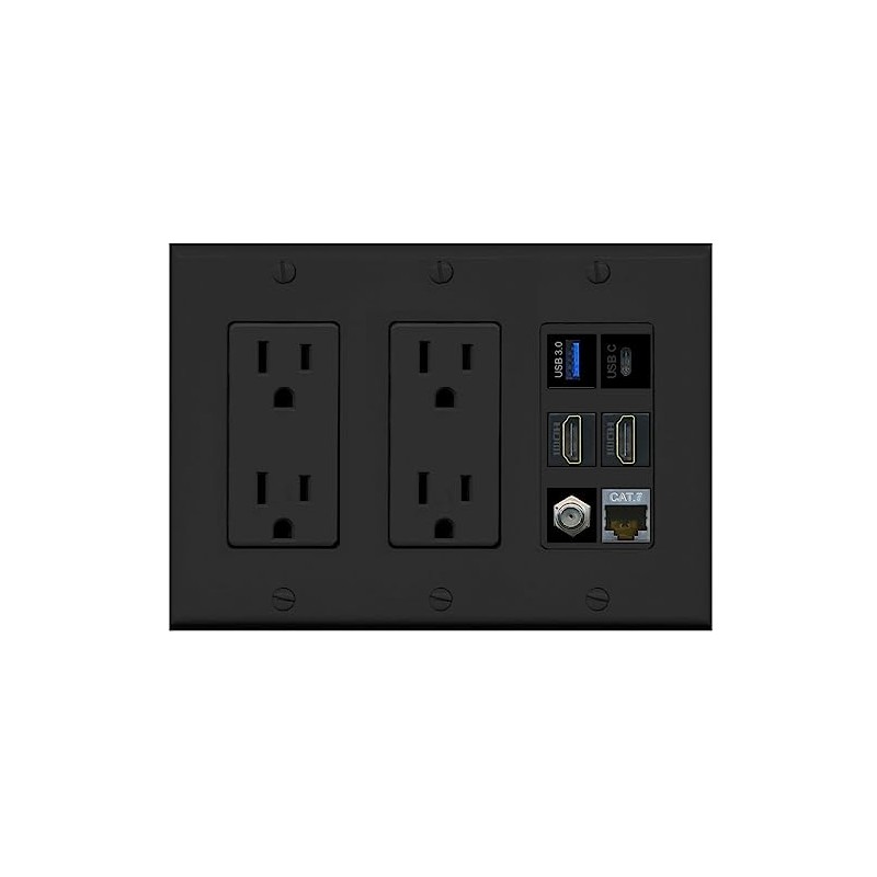 RiteAV USB 3 USB C 2 HDMI Coax Cat7 Wall