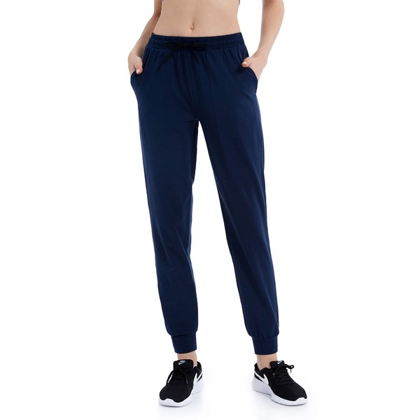 LUWELL PRO Women's Jogger Pants, Quick Drying, Sweatpants, Jersey, Women's, Underwear, Casual, Long Trousers, Bottoms, For Walks, Yoga, Fitness, navy