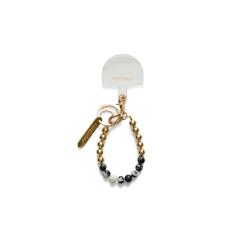 Hazel Key Chain Natural Stone x Gold Beads Smartphone Ring