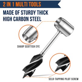 Bushcraft Gear for Survival, Bushscraft Hand Auger, Survival Tools,Bushcraft Auger, Settlers Wrench,Scotch Eye Wood Auger Drill Bit for Camping and Bushcraft