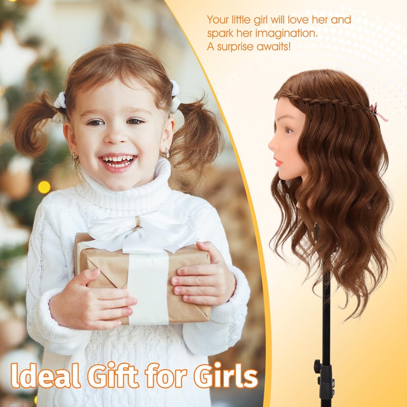 Mannequin Head with 100% Real Human Hair Cosmetology Training Doll