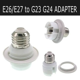 TWDRTDD E27 to G23/G24 Socket Adapter, E26/E27 Edison Screw to 2Pin/4 Pin G23 G24 Base Bulb Socket Adapter Converter (3, Threaded,with Ring)