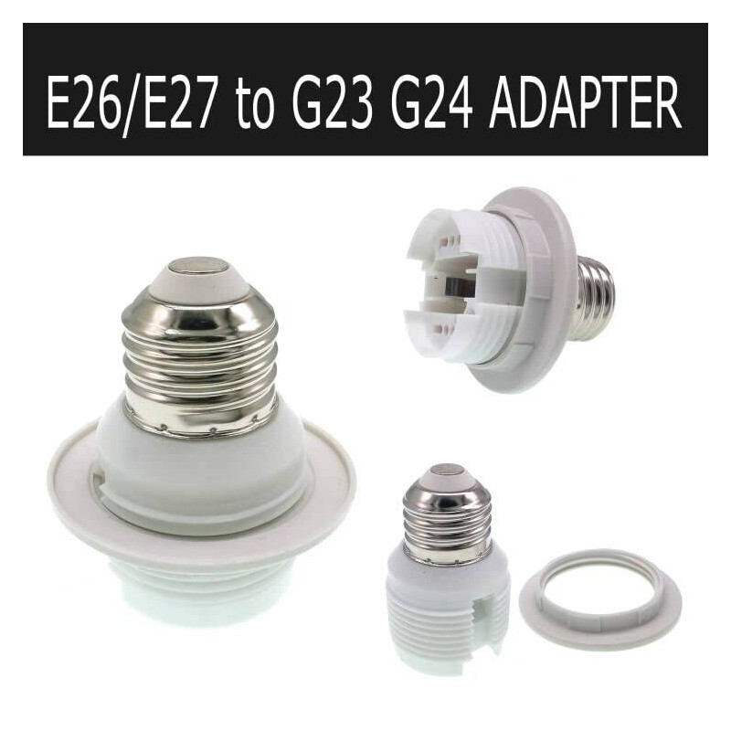 TWDRTDD E27 to G23/G24 Socket Adapter, E26/E27 Edison Screw to