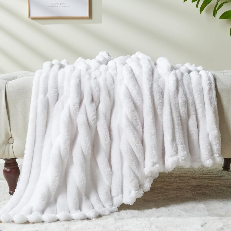 Wajade Fluffy Fleece Blanket Faux Fur Bed Throw Super Soft
