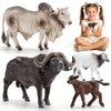 Totsmile 4PCS Farm Animals Cow Figurines, African Buffalo Bull Toys