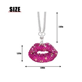 Bittwee Bling Lip Diamond Car Hanging, Crystal Rinestones Auto Rear View Mirror Charms Ornament, Lucky Vehicle Interior Pendant Decoration Accessories, Universal for SUV Sedan Truck(Rose Red)