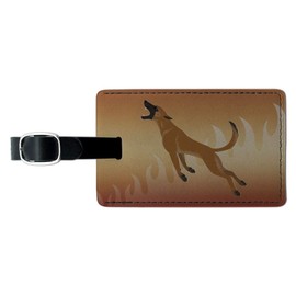 Belgian Malinois Dog Bite Training Rectangle Leather Luggage Card ID Tag