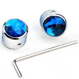 OVSAL 2PCS Solid Aluminum Guitar Knobs，Blue Crystal Style Top Volume Tone Control Knobs with Allen Wrench, Fit 15/64"(6.1mm) Pot Shaft Electric Guitar Bass Replacement Parts(Chrome)