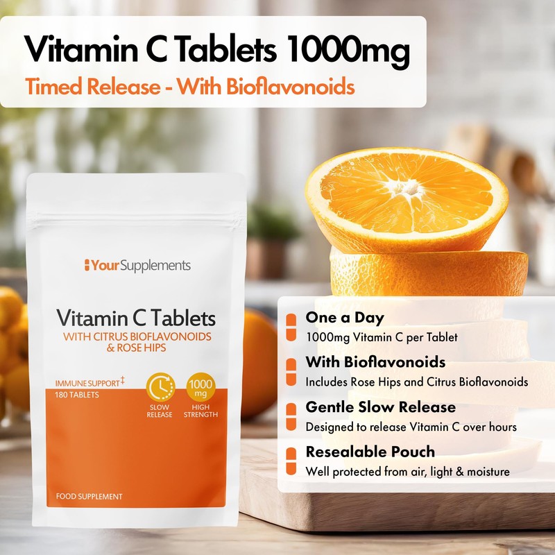 Vitamin C Tablets 1000mg | 180 Slow Release Tablets |
