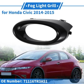 X AUTOHAUX Front Right Fog Light Grill No.71116TR3A51 Front Lower Bumper Fog Light Cover Inserts for Honda Civic 2014-2015 Black ABS 1 Pc