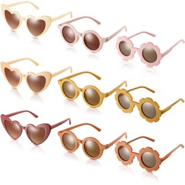 Tondiamo 9 Pairs Toddler Sunglasses Flower Round Heart Shaped Kids Girls Boy Baby Sunglasses for Outdoor Beach Holiday(Bright Colors)
