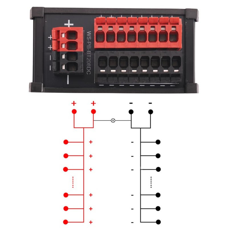Jienk 300V DC10A 2 in 8 Out Power Distribution Module,