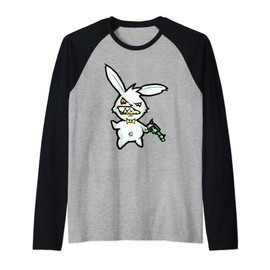 Crazy Loaded Pistol Psycho Bunny Shirt - Cartoon T-Shirt Raglan, black