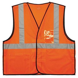Ergodyne GloWear 8216BA ANSI High Visibility Breakaway Reflective Safety Vest with ID Badge Holder, Orange, 4X-Large/5X-Large