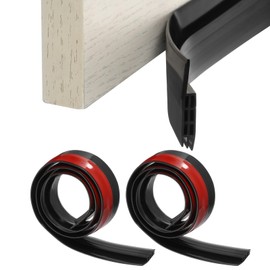 uxcell 2 Pcs Silicone Door Draft Stopper Door Weather Stripping Door Sweep Adhesive Soundproof Door Bottom Seal Wind Blocker for Exterior Interior Doors, Black