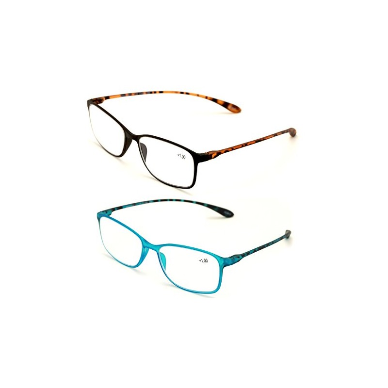 V.W.E. 2 or 3 Pairs Rectangular Lightweight Flexible Temple Readers