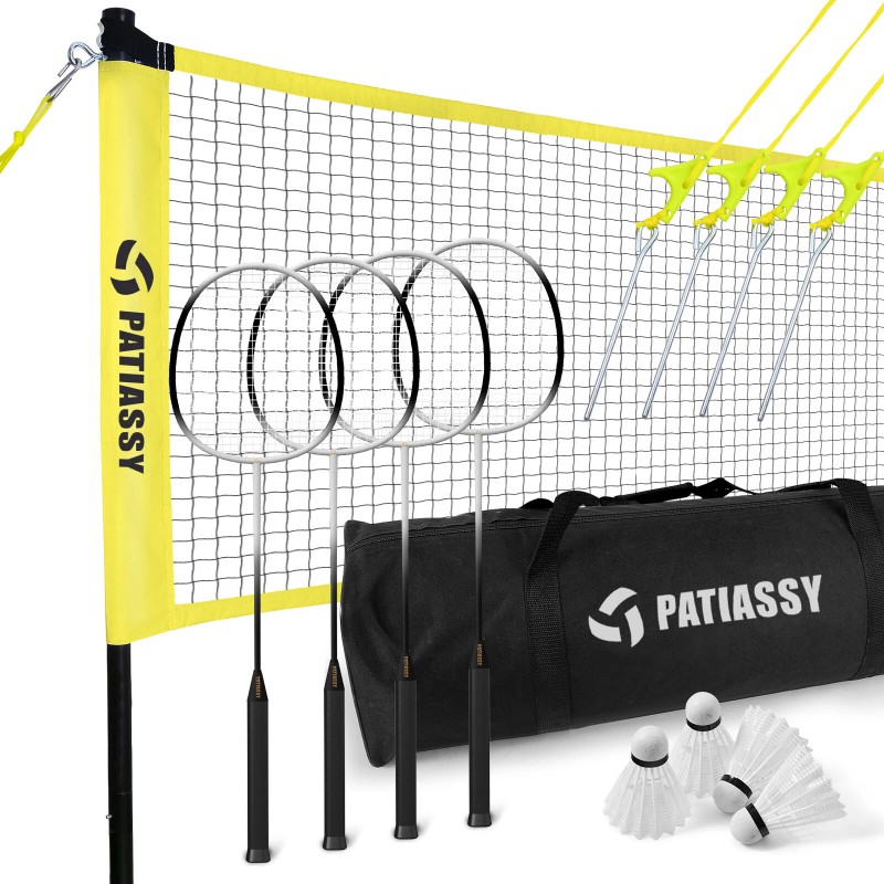 PATIASSY Badminton Set for Backyard Professional Badminton Net with 4