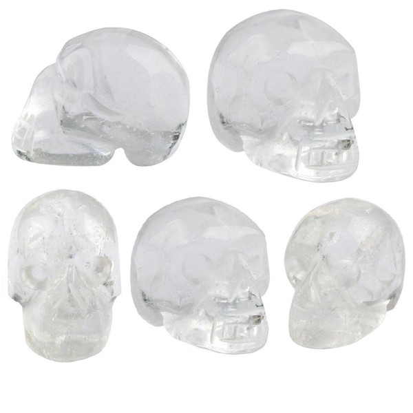 SUNYIK Rock Quartz Carving Skull Stone Pocket Statue Figurine Decor