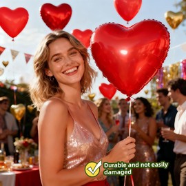 Geettcaifu 12 Pcs 18 Inch Red Heart Foil Balloons, Mylar Love Heart Helium Balloons for Wedding, Birthday Party, Valentines Day, Engagement Anniversary Party, Baby Shower Decorations