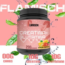 Creatina + Glutamina 1 Kg Flamish Pre Entreno 50servicios