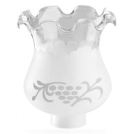 OhLectric Frosted Glass Lamp Shade - Hand Blown Etched Light Shade - Etched Grape Design - Features 1-5/8-Inch Fitter - Replacement Shade for Outdated Or Broken Glassware - Easy to Fix - OL-39162