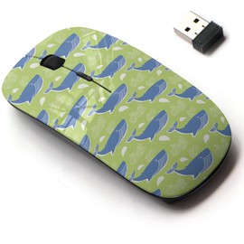 2.4G Wireless Mouse with Cute Pattern Design for All Laptops and Desktops with Nano Receiver - Cute Whales