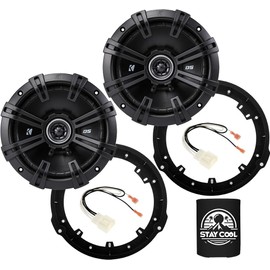 KICKER Speakers 6.5 inch for Ford F-250/F-350/F-450/F-550 2017-2024 Upgrade Kit - Pair of DS Series with Adapters and Harness, Coaxial 6 1/2 Car Audio Rear Door Speaker DSC650, 43DSC6504