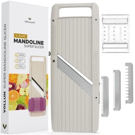 Vollum Wide Mandoline Slicer for Kitchen – Professional Slicer Vegetable Cutter Japanese Mandoline Slicer with Interchangeable Stainless Steel Blades – Food Manual Slicer Handheld Mandoline Slicer